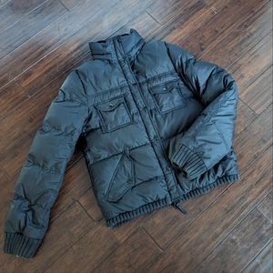 Vintage J. Crew black down puffer bomber jacket